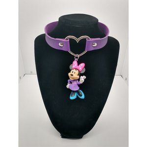 Minnie Mouse Disney Collar Choker Necklace Handmade Purple Silver Pink OOAK